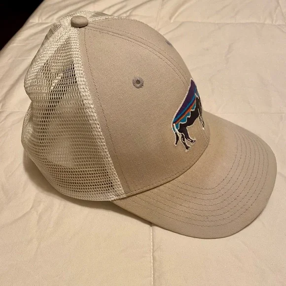 PATAGONIA Mesh Snapback Trucker Hat Bison Logo Light Gray Cap OSFM GORPCORE - Picture 5 of 5